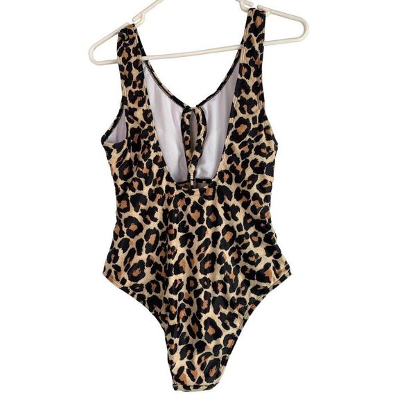 Women’s size 1XL Shein leopard animal print one piece swimsuit VCay 6215 New - Picture 2 of 5